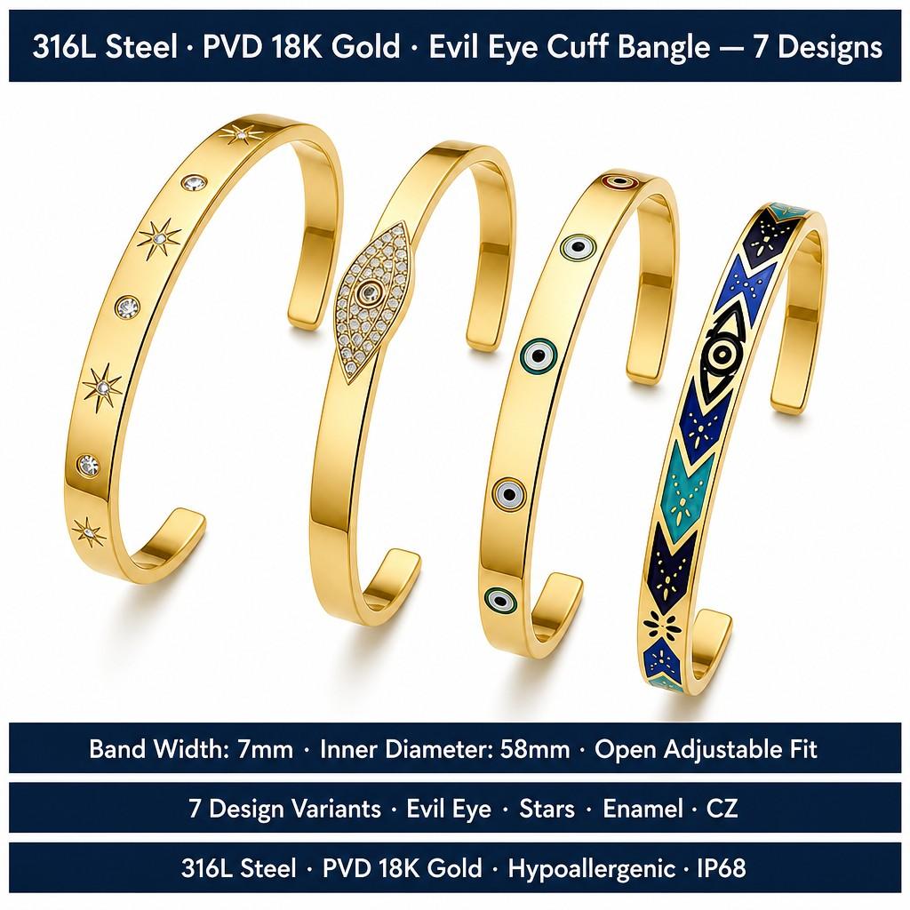 Hot Selling Goods Jewelry Colors Colourful Gemstone Zircon Bracelet Enamel 18K Gold Plated Oval Eyes Bangle for Women
