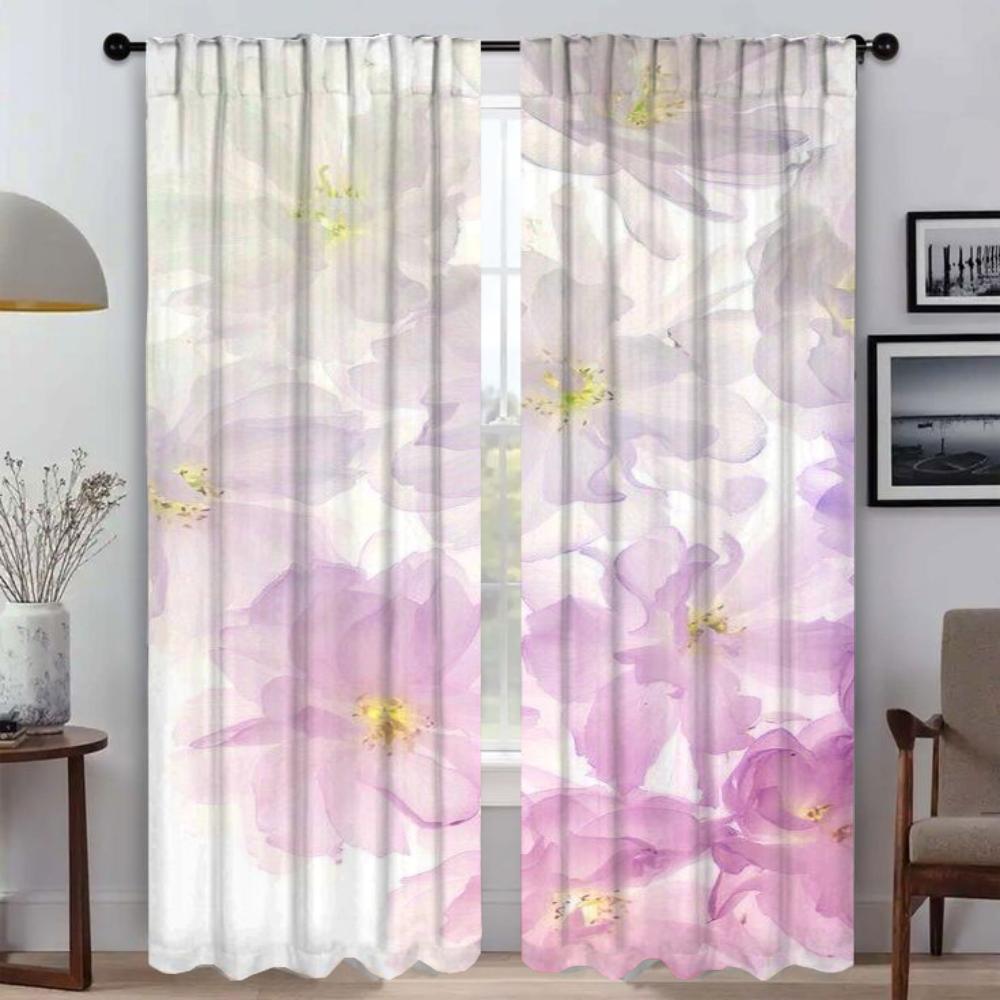 Blumen Trennvorhänge für Wohnzimmer Vorhangschattierungen Mückenschutzvorhänge 2 Stück Halloween Dekoration Tüll für Schlafzimmer