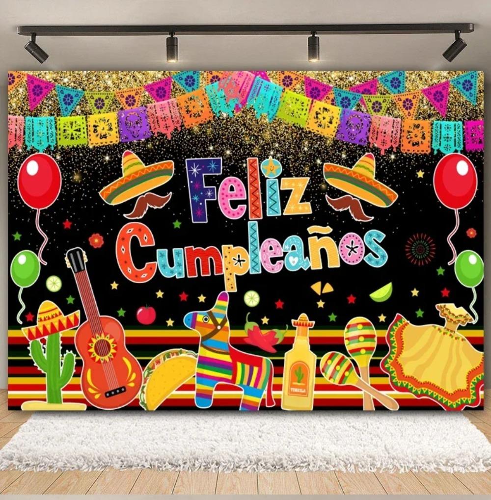 May 5th Mexico Carnival themed birthday party background Mexico Festival party decoration banner photography studio background