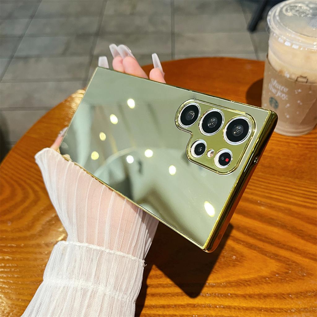Electroplated Cosmetic Mirror Mobile Phone Case for Samsung S26ULTRA All-inclusive A54 Girl S25EDGE Perforated S26