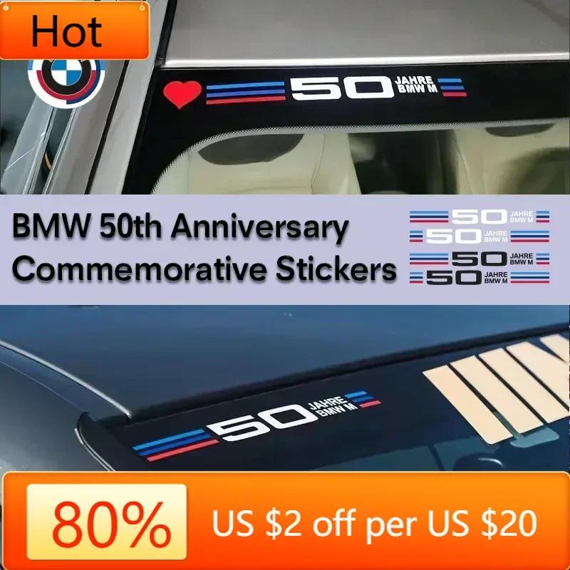 BBYX8 2025 Hots E60 1X Car Triangle Window Decoration 50 Anniversary sticker For BMW 50th E46 E39 E38 E90 E60 E36 F30 F20 X1 X3 X5 M2