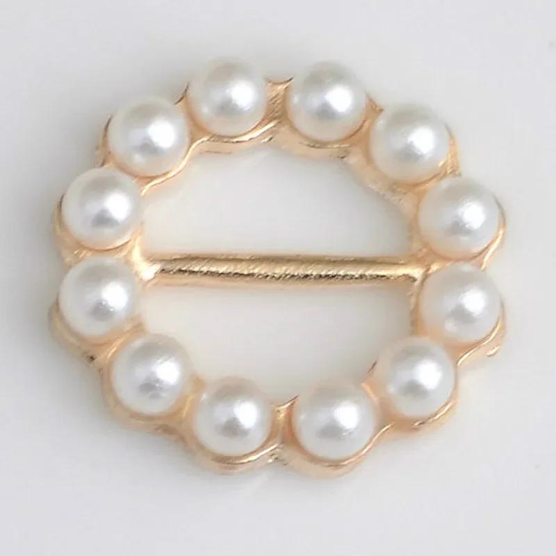 

10pcs Gold Pearl DIY accessories decoration buckle for wedding invitation card for ribbon slider