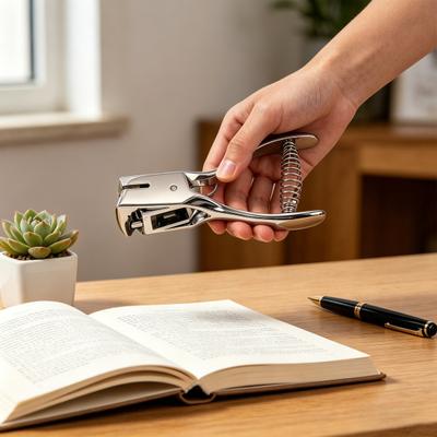 Robuster Locher Ausweislocher für Papier Pappe und Bastelbedarf Tragbarer Hand-Bürolocher mit einfacher Bedienung Kompakter Papierlocher