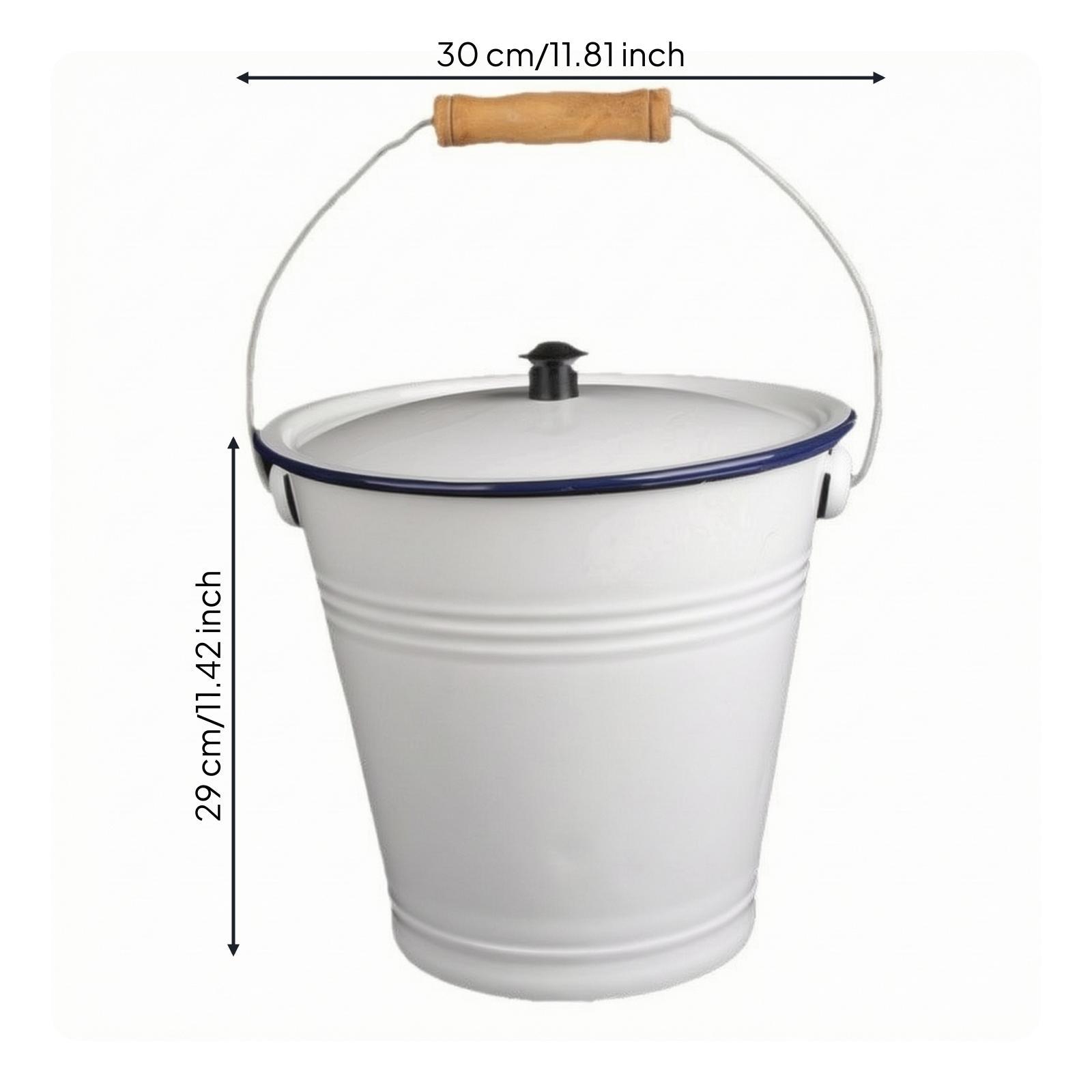 Enamel Pail with Lid Long-Lasting Metal