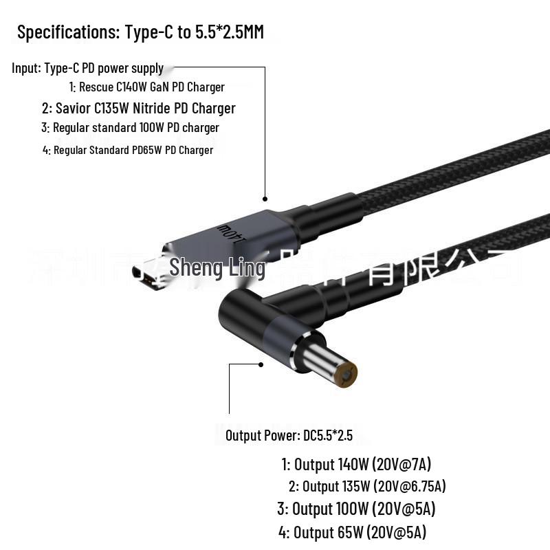 10-Piece Laptop Power Adapter Set with PD65W Charging Cable