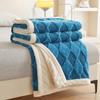Teddy Velvet and Rabbit Fur Blend Jacquard Double-Layer Blanket