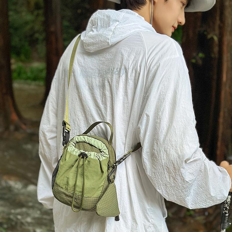 Contrast Color Small Bag Women's Lightweight Crossbody Bag Men Drawstring Shoulder Bag with Coin Purse