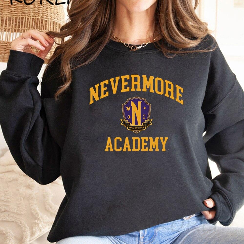 

Толстовка Nevermore Academy, костюм Адамса, свитер в стиле ретро, ​​толстовки унисекс с круглым вырезом, повседневные пуловеры, толстовка XL чёрный