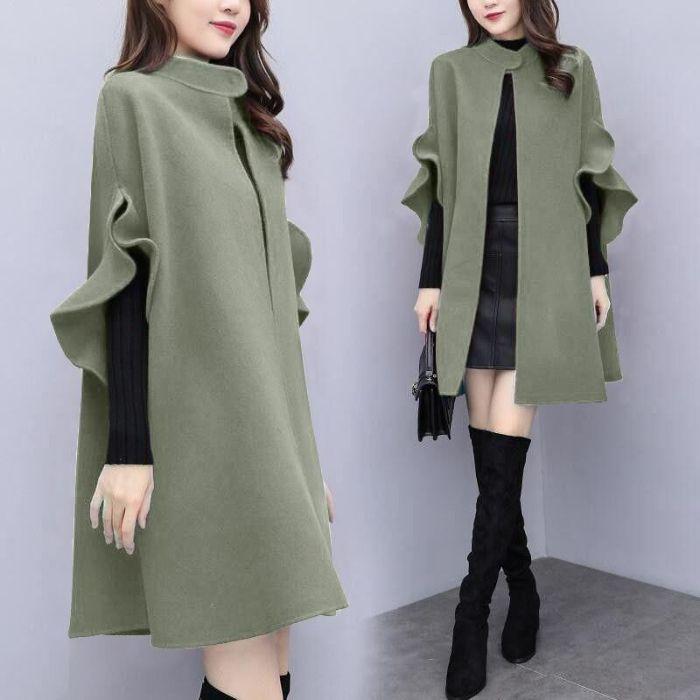 Women's Plus Size A-Line Wool Coat Cloak In Red – Mid-Length, Spring To Winter
