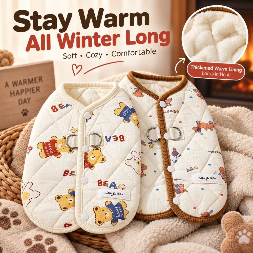 Cute Cartoon Pet Dog Clothes Windproof Keep Warm Teddy Beagle Coat with D-Ring Thickened Winter Dog Jacket For Small Medium Dog