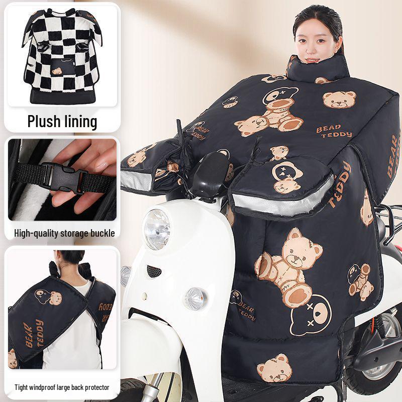 Plush Winter Windshield for Electric Motorcycles & Bikes - Thickened, Waterproof, & Warm