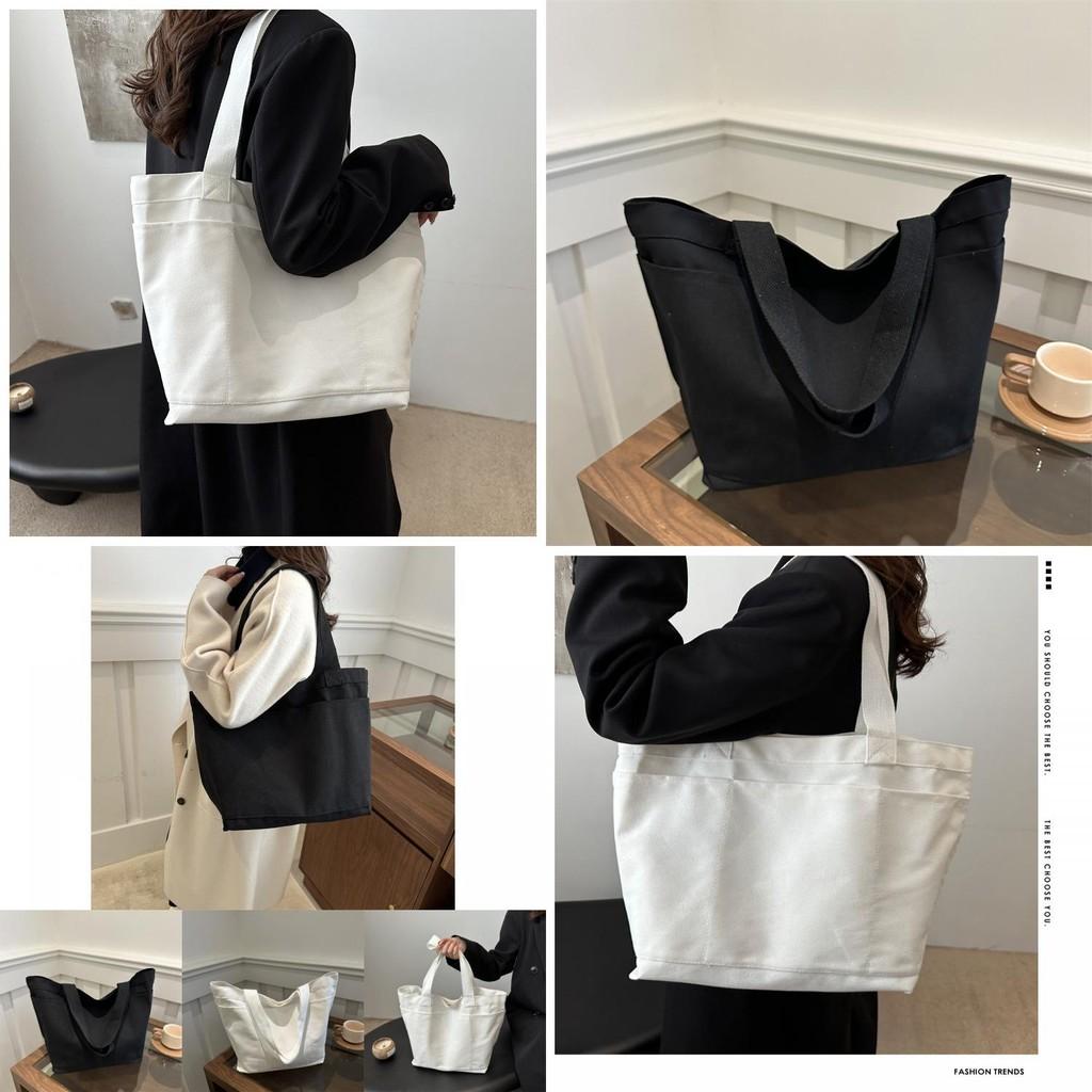 Contemporary Korean Style Large Tote Bag With Unique Stitching And Casual Flair