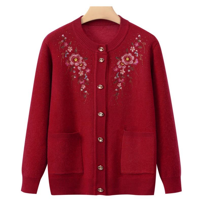 Grandma winter clothes new bottoming shirt women middle-aged and elderly knitted sweater temperament mother cardigan top old lady clothes