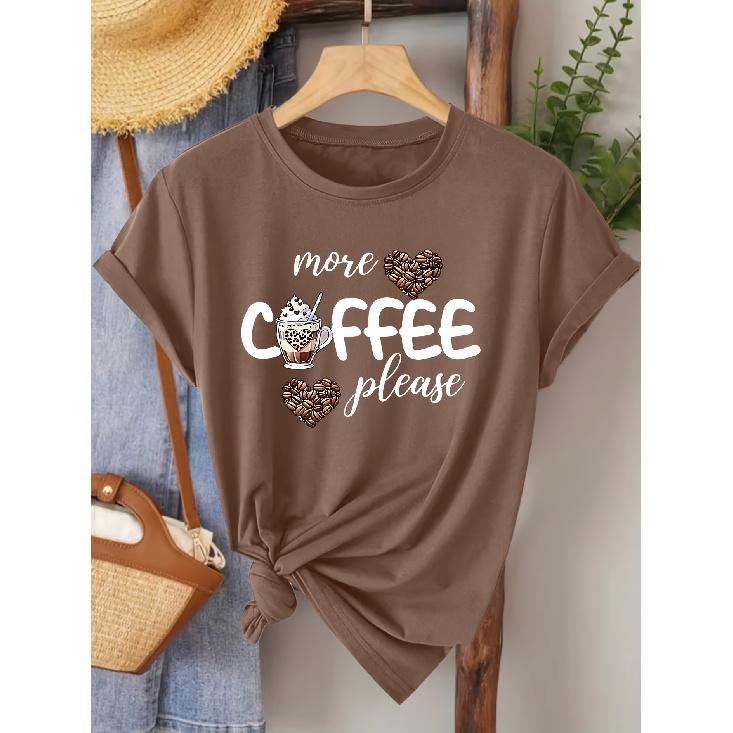 Elegant women s short-sleeve printed round-neck top for enthusiasts T Shirt Fashionable tops for commuting, vacation, daily wear, versatile, casual, XL коричневый