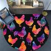 Watercolor Rooster Round Area Rug,Carpet Rug for Living Room Bedroom Sofa Playroom Decor,Non-slip Floor Mat