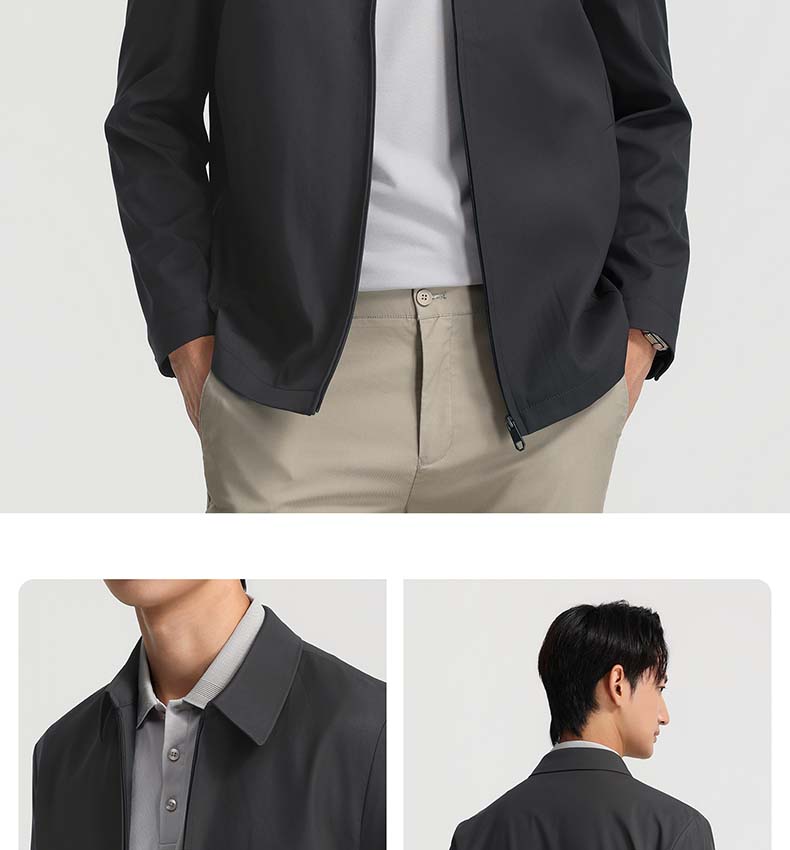 Langdeng Men's Business Commuter Collar Versatile Solid Color Jacket YK115