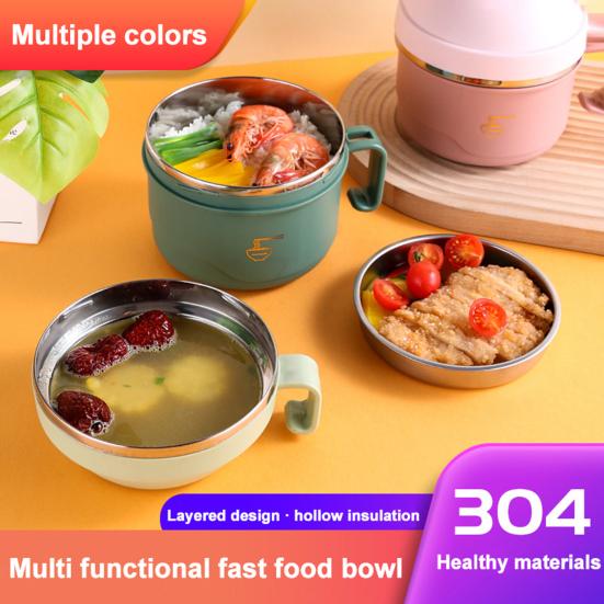 

Коробка для обеда 1,8 л с ручкой, многоуровневая конструкция из нержавеющей стали, многофункциональная портативная миска для супа, лапши, кухни