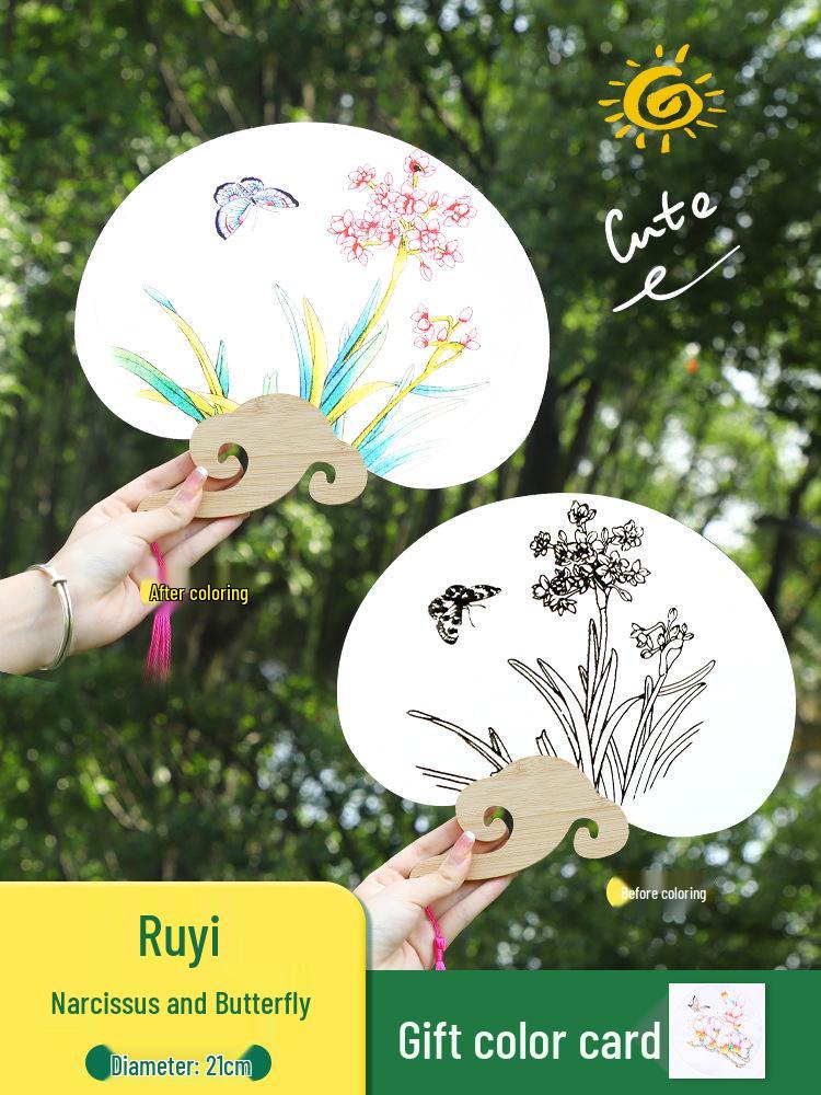 Thickened Xuan Paper Round Fan - Blank Lacquer Fan Kit for Chinese Painting & Calligraphy, Ancient Style, Double-Sided, Ideal for Children