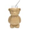 Cute Glass Cups Cartoon Bear Clear Tumbler with Straw Cartoon Bear Shaped Coffee Mug  Bear Mug Glass Cup for Iced Hot Tea Milk