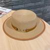 Simple Straw Summer Women Beach Hat Female Casual Panama Hat Lady Brand Women Flat Brim Bowknot Straw Cap Girls Sun Hat