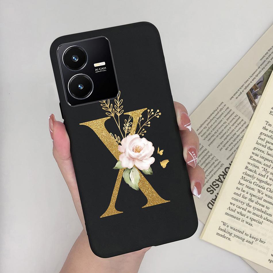 Flower Letters Case For Vivo Y22 2022 Y22S Matte Silicon Soft TPU Back Phone Cover For VivoY22 Y 22 22S Case Funda Bumper Shell