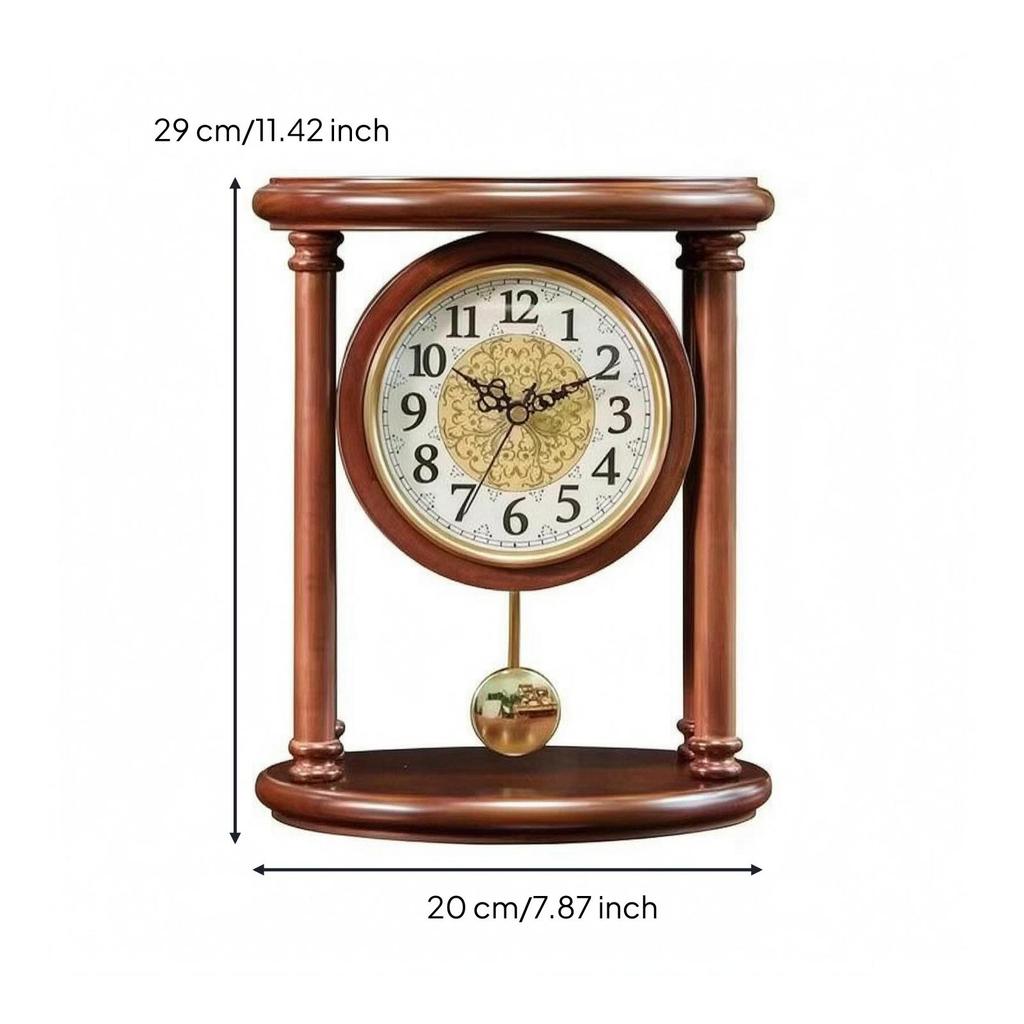 Wooden Pendulum Clock Solid Wood Retro Arabic Numerals