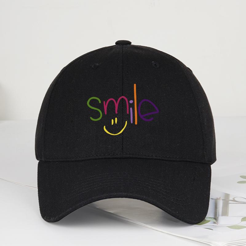 Colorful "Smile" Print Baseball Cap Adjustable Unisex Cotton Casual Funny Sun Hat