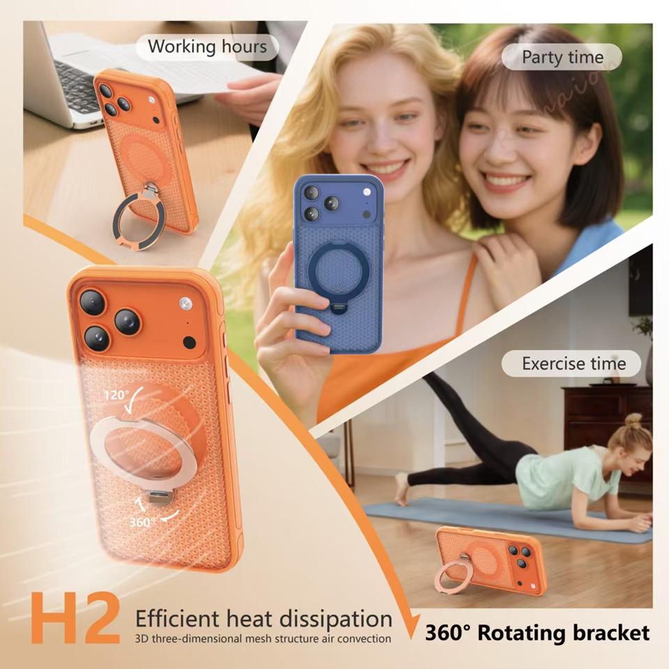 Stand Magnetic Phone Case For For Iphone 1 14 11 12 13 16 17 Pro Max Air Plus  Heat Dissipation Shockproof Protector Cover