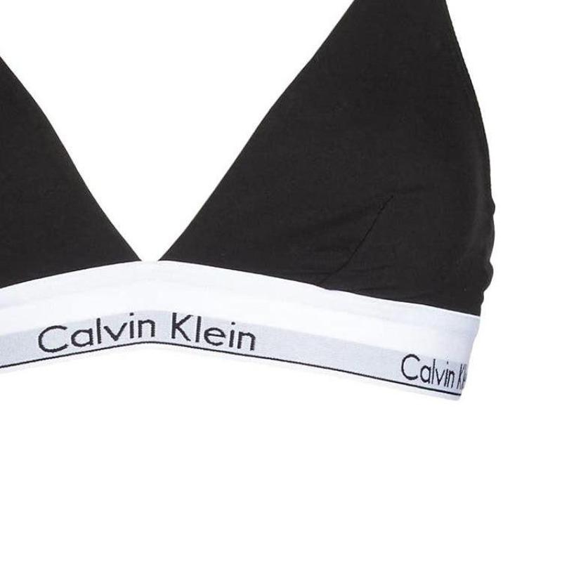 CALVIN KLEIN Letter Print Minimal Comfort Triangle Bra Women Black QF1061-001