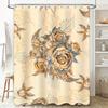 Floral Shower CurtainVintage Style Bath Decor with Autumn Leaves Design for Bathroom Decoration Beige Blue Floral Print Waterpro