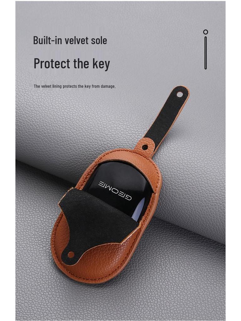 Geely Key Case in Genuine Leather for Xingyue, Boyue, Galaxy, Xingyuan, Emgrand, Xingrui, BinYue, ICON, and BinRui Models.