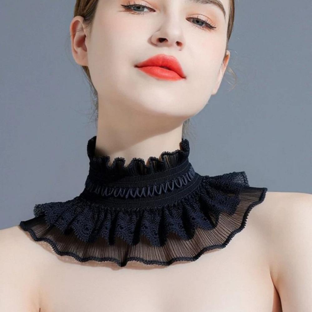 Ruffle Trim Lace Collar White Black Wrist Cuffs Clothing Accessory Fake Cuffs Daily Outfit