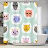 Modischer Katzen-Duschvorhang Polyester Badezimmer-Dekor Wasserdicht Bedruckt Heimdekoration 3D-Fenstervorhänge Für Kinder Mädchen Jungen Mit C