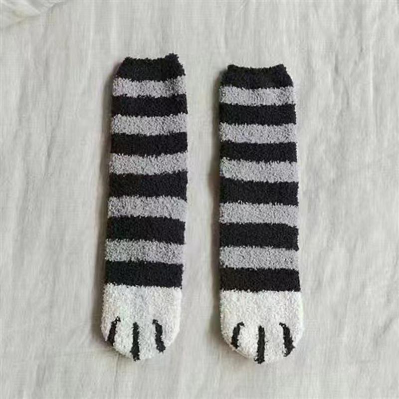Women Winter Warm Fluffy Socks Home Floor Sleep Cute Cat Paw Socks Thickened Coral Fleece Fuzzy Socks Hosiery Fluffy Funny Socks