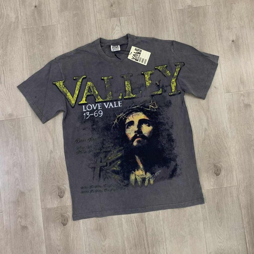 DRIPX T-shirt da uomo a maniche corte, 100% cotone, morbida, comoda e casual, vestibilità larga streetwear, modello a fantasia 'Valley Pattern 1'
