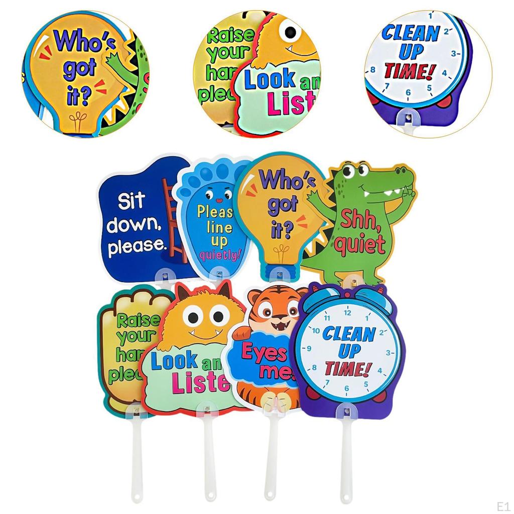8x Manage Your Class Signs English Classroom Interactive Educational Rules Handheld for Early