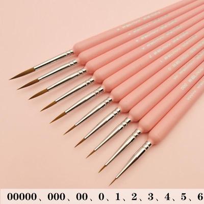 10 Pcs Weasel Hair Fine Detail Brushwork Brushes Artist Hand Painting Fineline PaintBrush Set for Oil Watercolor Gouache Acrylic Painting Stroke