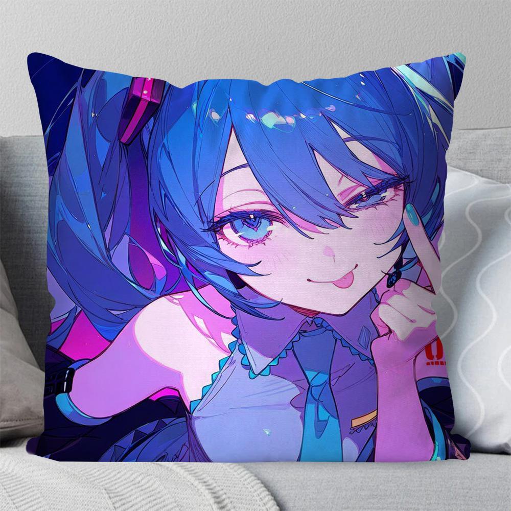 H-Hatsune M-Miku Singer Anime Pillow Case Square Pillow BedroomSofaLeisure Comfort Cushion Car Living Room Home Decoration 40X40