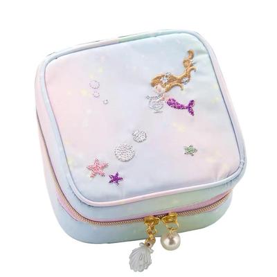 Jewelry Pouch Mermaid Case Ring Holder Storage Portable Carrying Organizer Dividers Box Accessory Necklace Earrings Piercings Bracelet Small Item