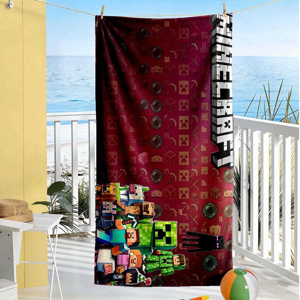Minecraft Beach Towel Super Soft Microfiber Quickdry Fabric Comfortable Lightweight