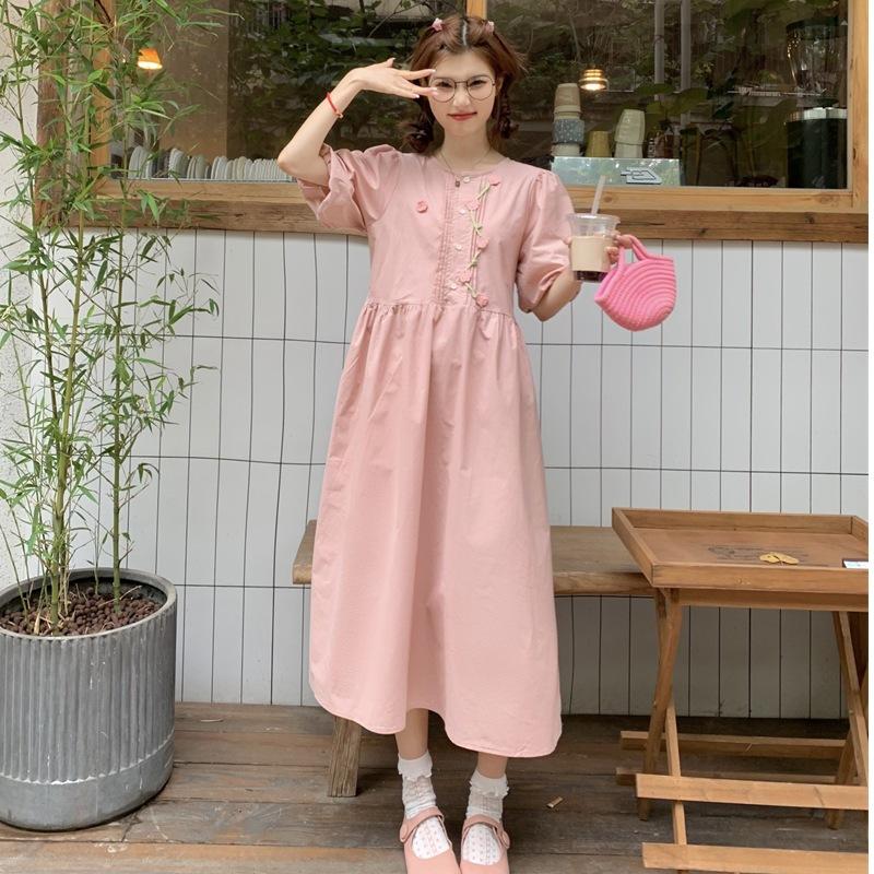 Summer French Embroidery Sweet Summer Dress Age Reduction Bubble New Dress Junior High School Niche Gentle Wind First Love Skirt
