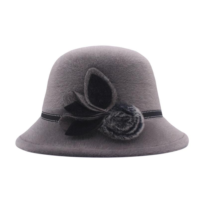 Autumn and winter women woolen basin hat thickened middle-aged mother bucket hat grandma hat in the elderly hat