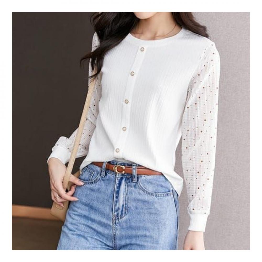 Navava NT1387 Casual Mini DoT Long Sleeve Round Neck T shirT