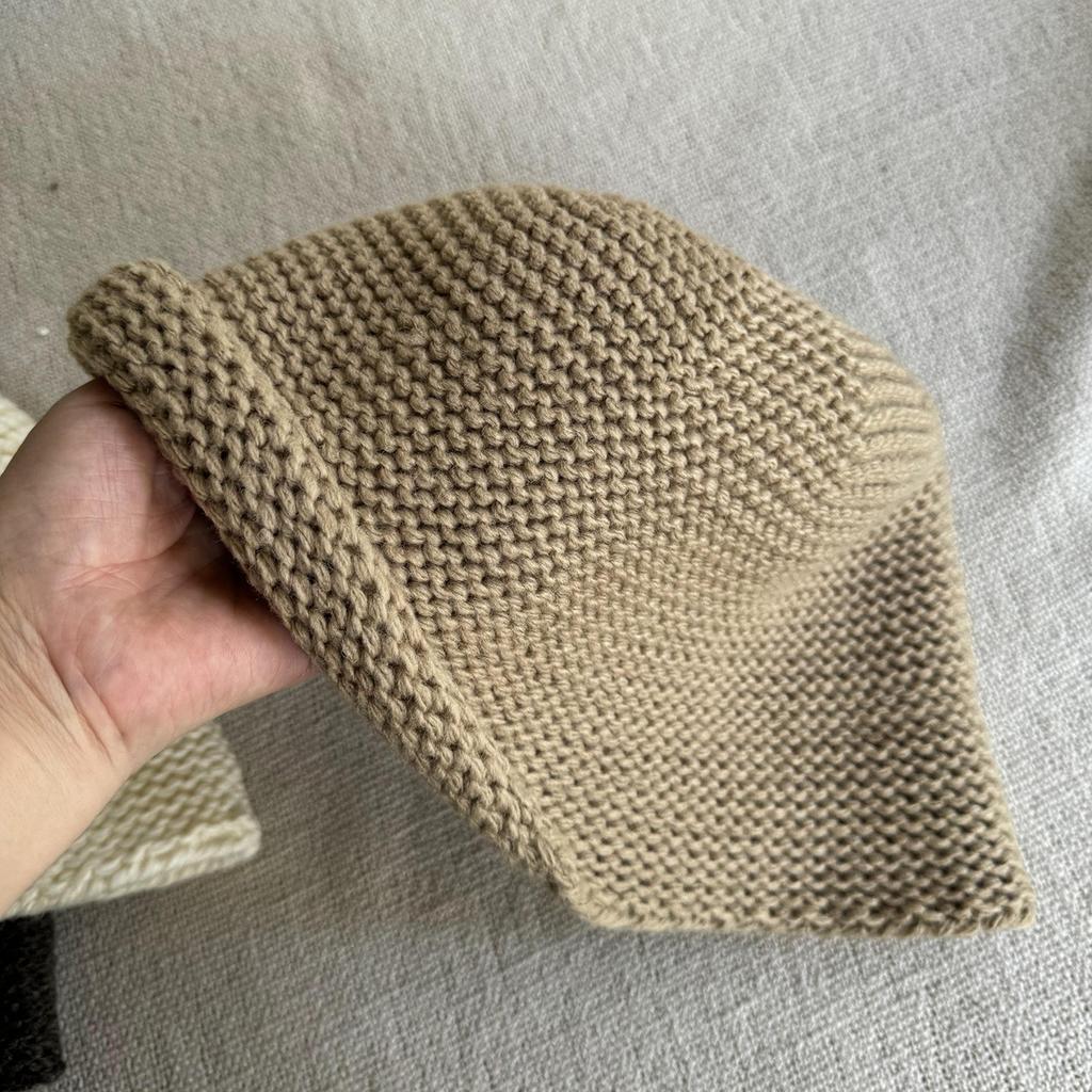 Japanese and Korean Autumn Wool Knitted Bucket Hat Women's Retro Curled Pullover Hat Warm Large Head Fisherman Hat