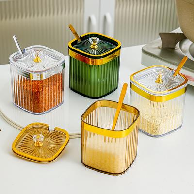 Seasoning Box Set Light Luxury Household High-end Seasoning Bottle Jar Salt Seasoning Jar Storage Box Spoon Cover Sealed Seasoning Storage