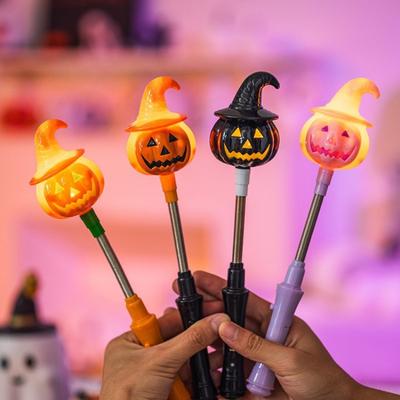 Halloween Glow Stick LED Flashing Light Pumpkin Skeleton Head Decor Party Supplies for Halloween Decoration Festival Gift