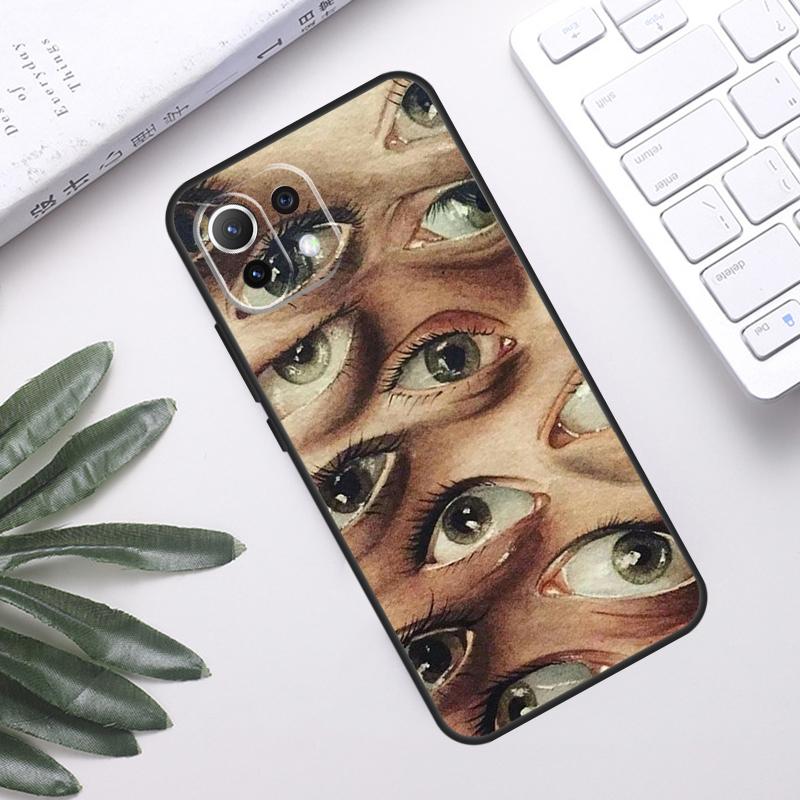 Scary Face Eyes Case For POCO F5 X3 X5 Pro F3 F4 GT M5s C40 Back Cover For Xiaomi 13 12 Lite 11T 12T Pro 12X