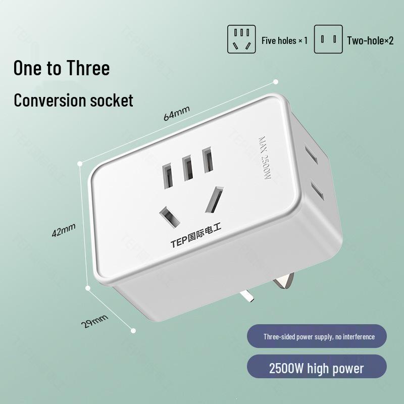 International 10A to 16A Multi-function Air Conditioner Plug Adapter, Dual 16A High-Power Socket Strip