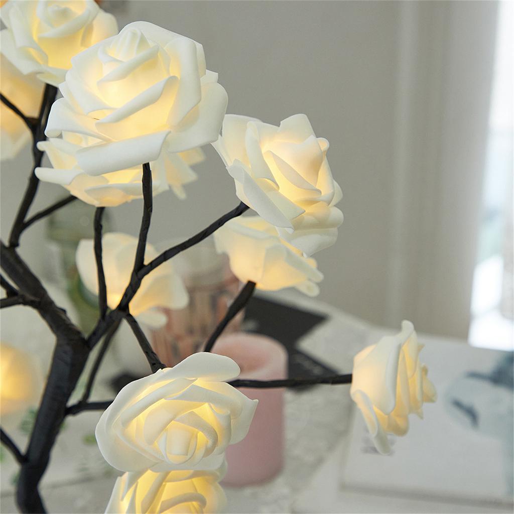 Led Diy Artificial Rose Flower Tree Lamp Usb Battery Operation Bonsai Light For Home Bedroom Decoration