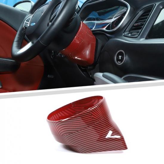 Car Steering Wheel Adjust Base Trim for Dodge Charger/Challenger 11+ Red Carbon